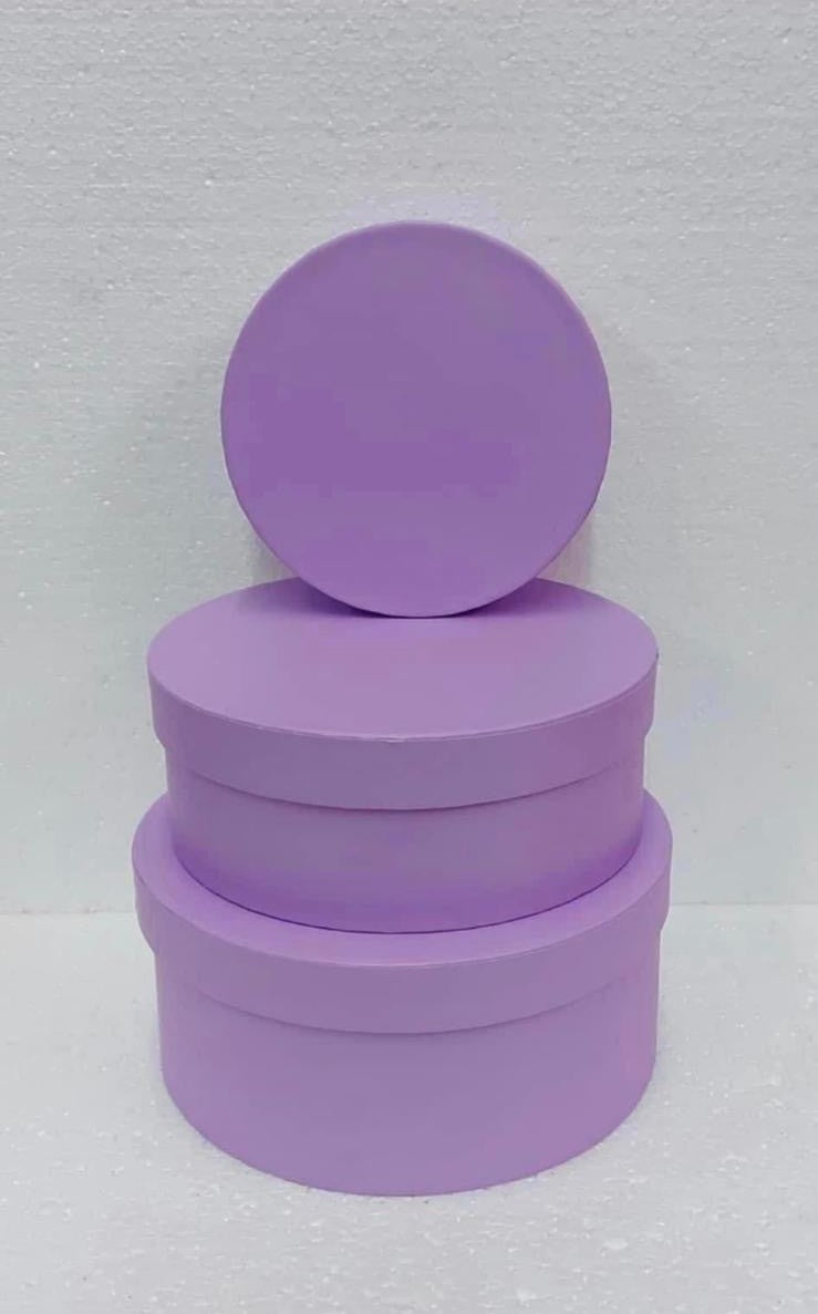 Set 3 cutii rotunde din carton – Mov deschis